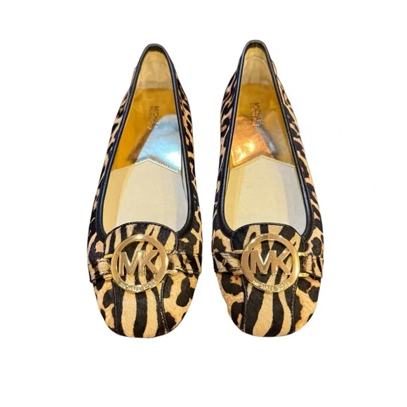 Michael Kors Animal Print Flats with Gold Logo sz 9 - Picture 1 of 9